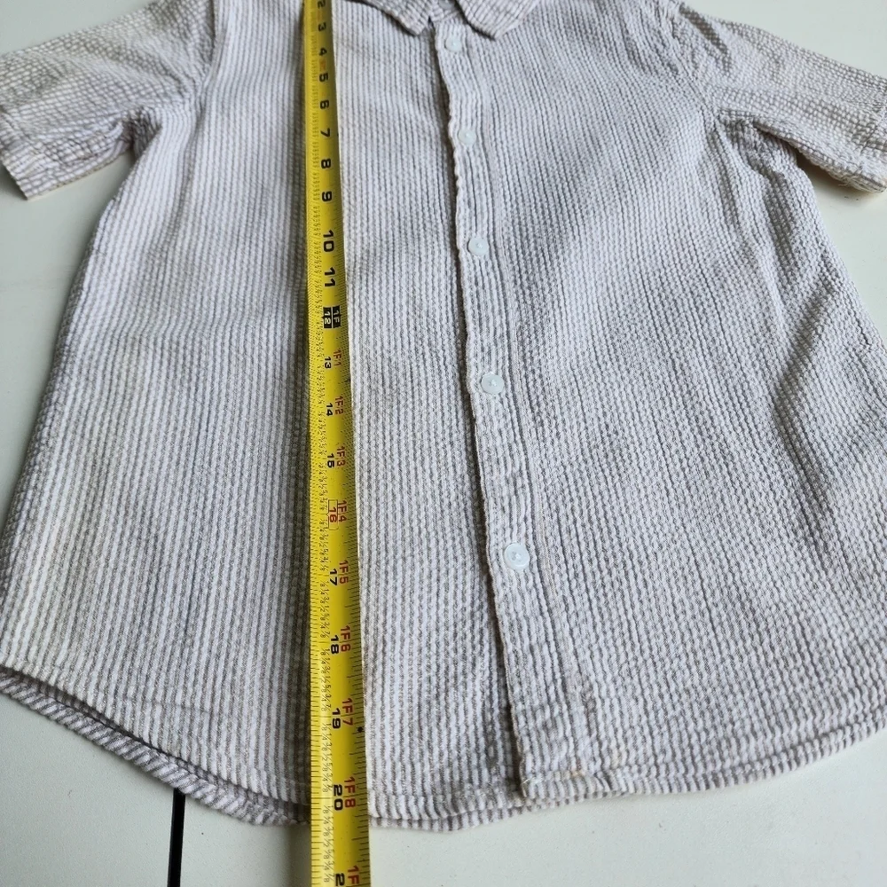 Lot of 2 PLACE H&M Casual Shirts Button Down Cotton Beige Tan Hawaii Sz 7- 8 K
